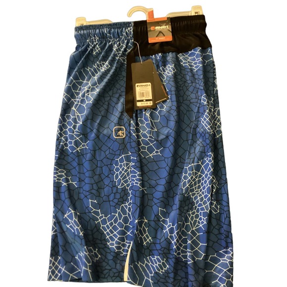NWT Boys Size Medium And1 Sideline Short Blue & White; Width‎ 15 3/4” Length 21” - Picture 2 of 5